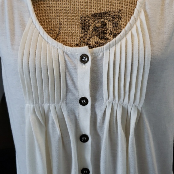 Self Esteem tank top cream ivory white pleated front sheer lace back Size XL - Picture 4 of 6
